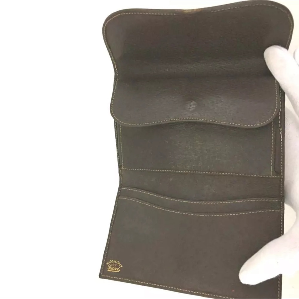 AUTH OLD GUCCI Horse Bit GG Logo Leather Trifold Wallet - Picture 5 of 8